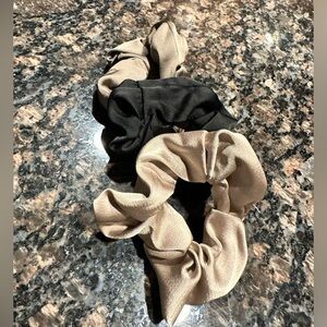 Elegant Black and Tan Scrunchie Set, Set of 3